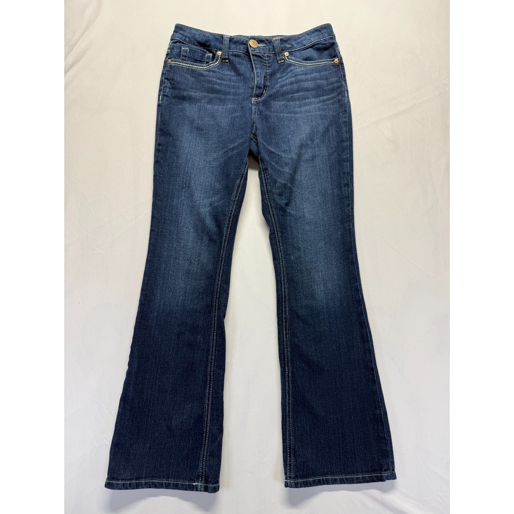 Seven7 Slimming Bootcut Jeans Womens 8 Blue Dark Wash Denim Mid Rise Rhinestone